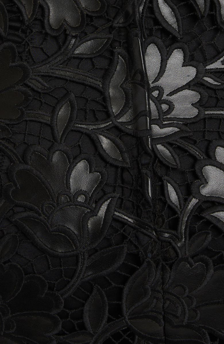 Dolce&Gabbana Faux Leather Floral Macramé Lace Dress, Alternate, color, 