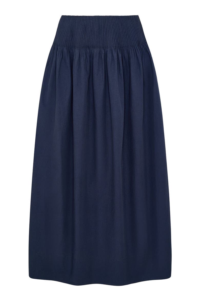 Full Pintuck Skirt, Alternate, color, Noir Navy