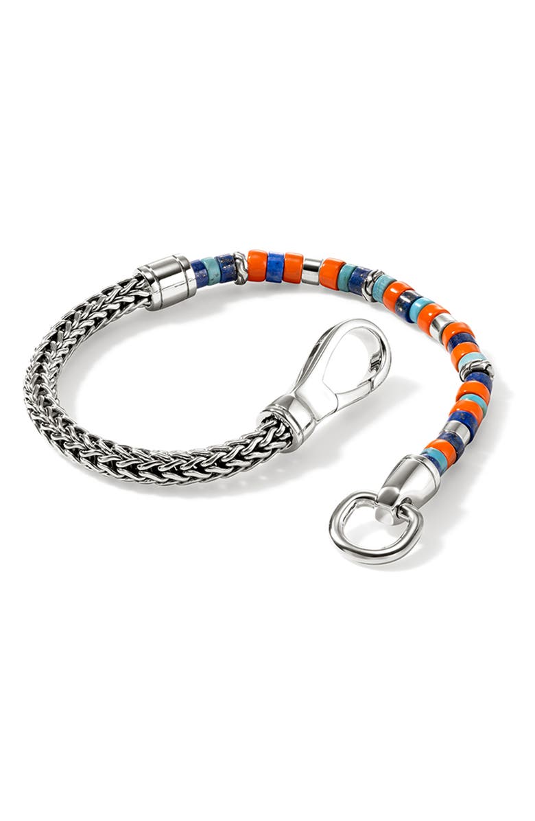 John Hardy Heishi Chain Bracelet, Alternate, color, Silver/Blue/Orange