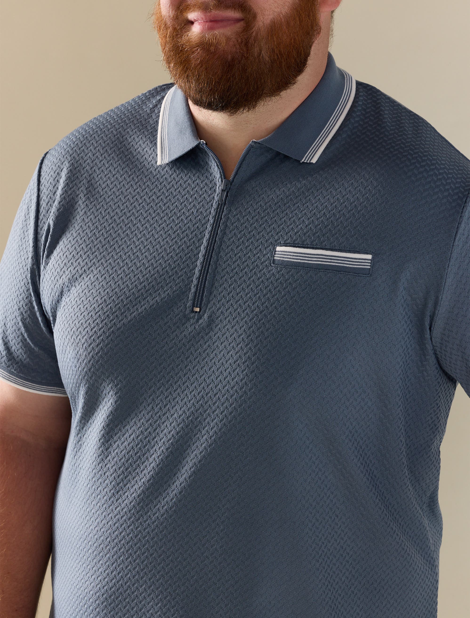 Big & Tall Striped Zip-Placket Polo Shirt (Men) | Nordstrom