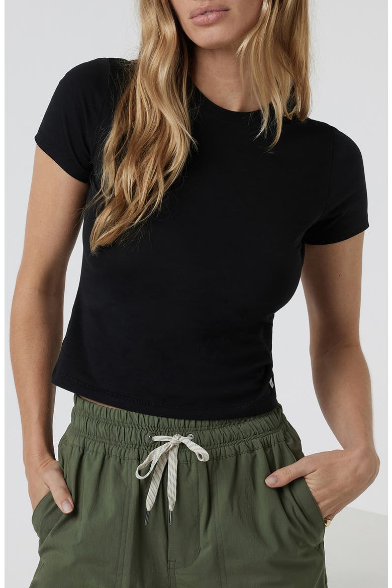 Feather Crop Baby Tee, Main, color, BLACK