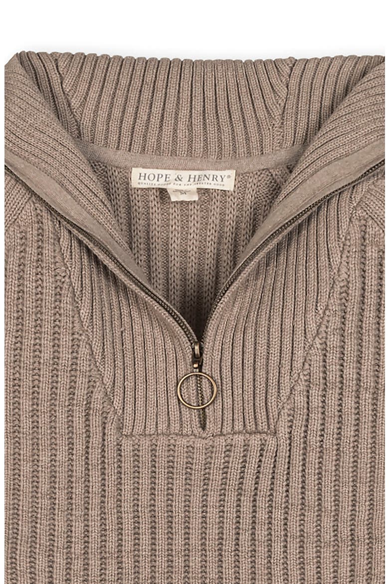Organic Raglan Half Zip Sweater, Alternate, color, Taupe Heather