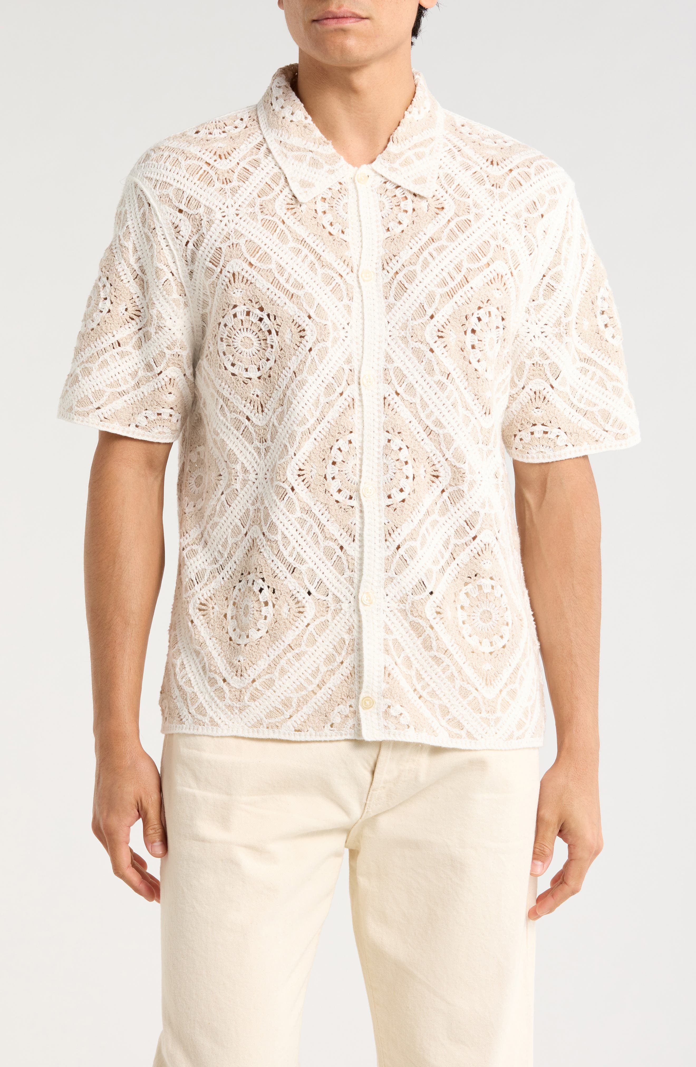 TRUTH Crochet Button-Up Shirt