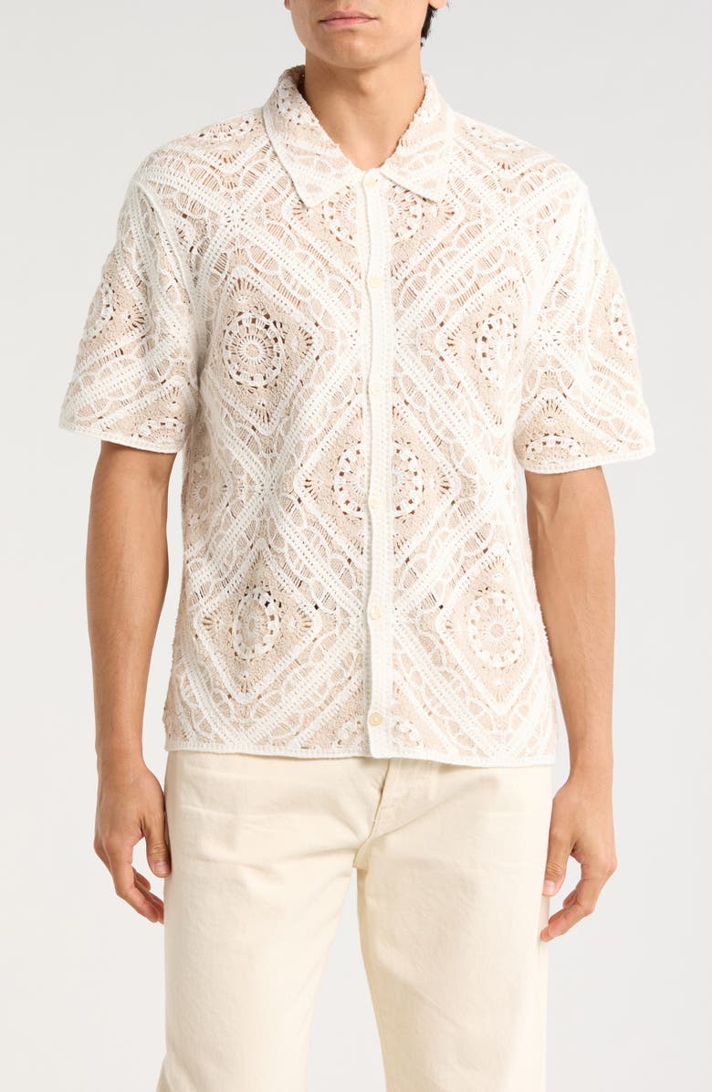 TRUTH Crochet Button-Up Shirt, Main, color, Beige Combo