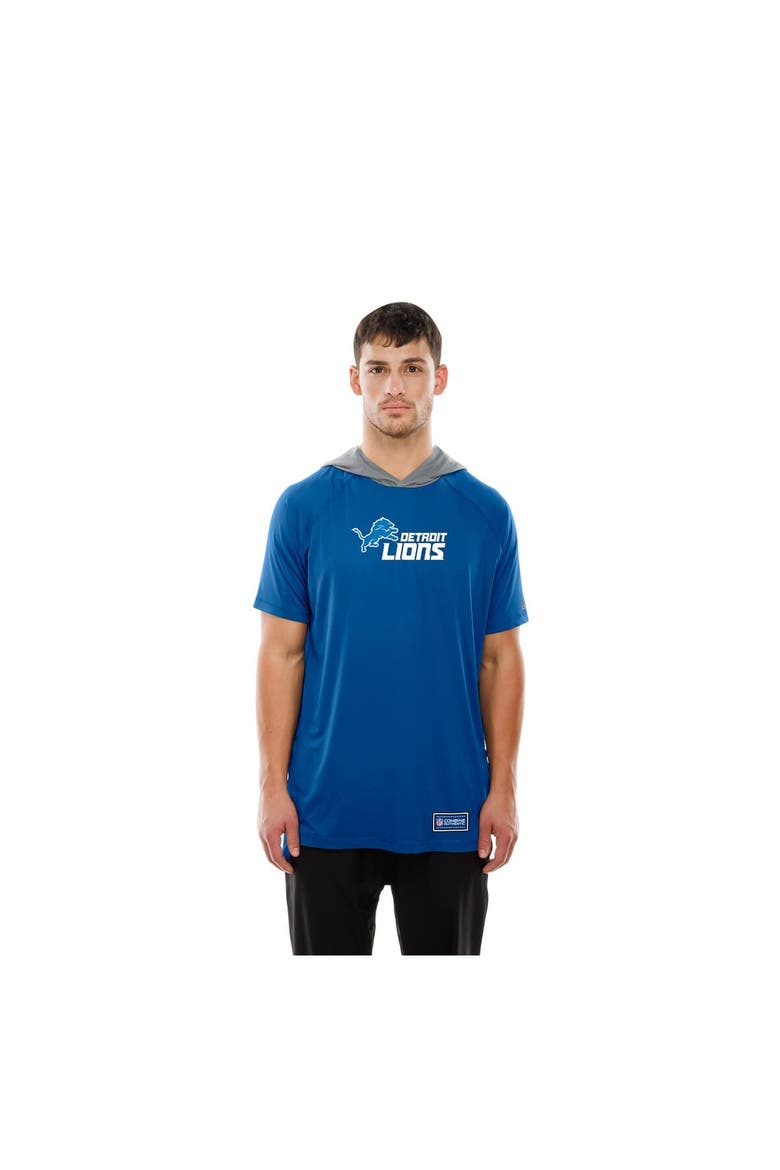 Men's New Era  Blue Detroit Lions Combine Authentic Hooded Raglan Short-Sleeve T-Shirt, Alternate, color, Blue