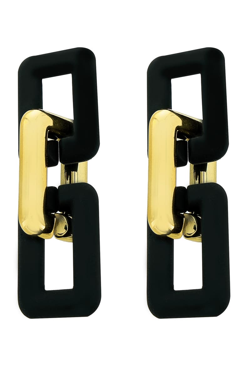 Chain Link Drop Earrings, Main, color, BLACK