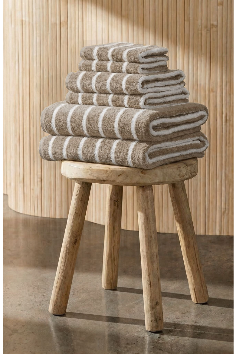 Ultraplush Australian Cotton Standard 6-piece Towel Set, Alternate, color, Striped Tan