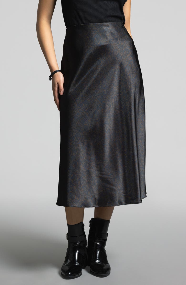 WEEKEND LOS ANGELES Emory Crinkled Satin Midi Skirt, Main, color, Leopard Floral