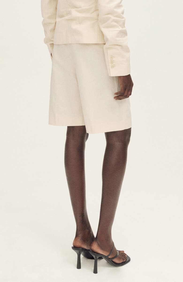 MANGO Seamless Cotton & Linen Bermuda Shorts, Alternate, color, Ecru