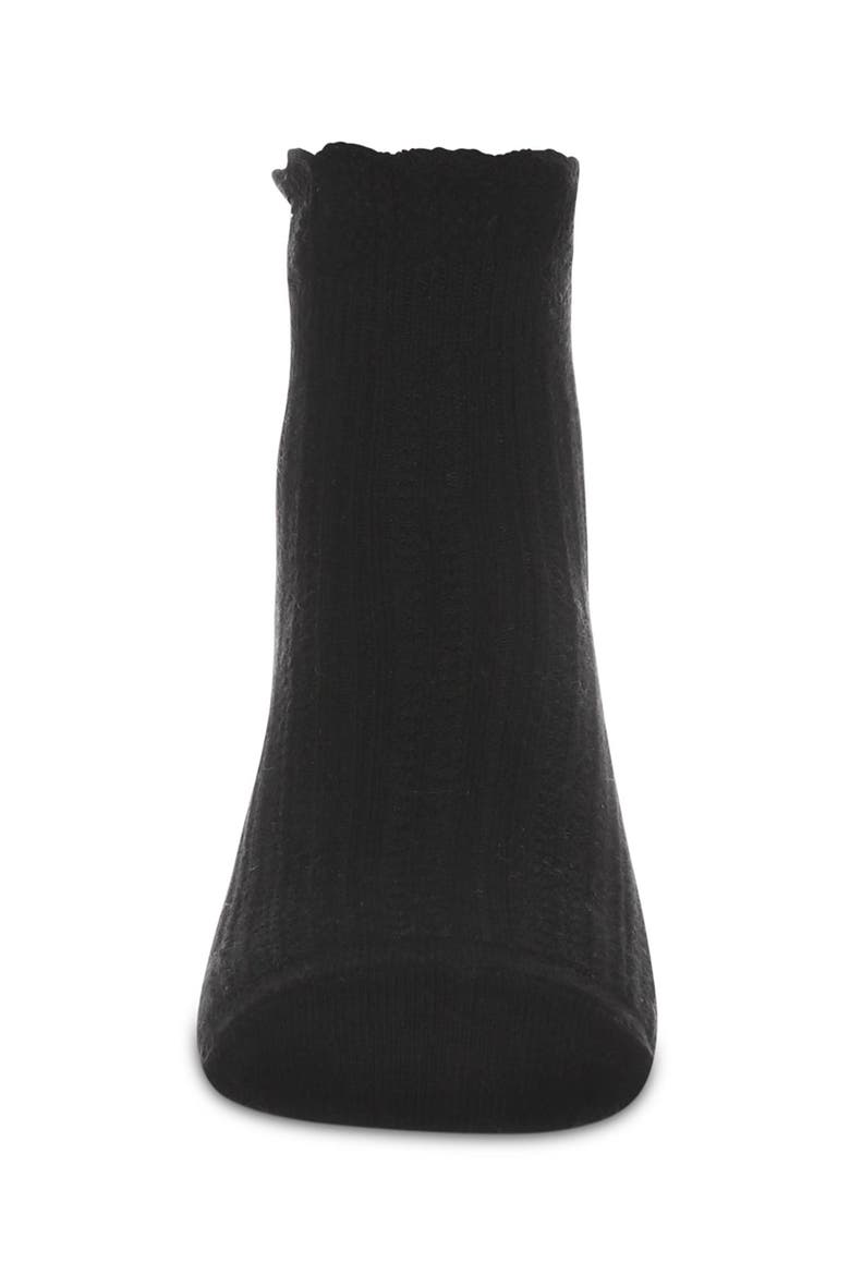 Crochet Ruffle Anklet Socks, Alternate, color, Black