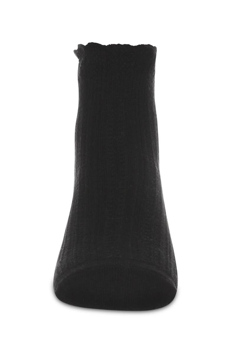 MeMoi Crochet Ruffle Anklet Socks, Alternate, color, Black