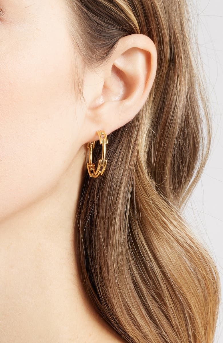 Monica Vinader Medium Signature Link Hoop Earrings, Alternate, color, 18Ct Gold Vermeil