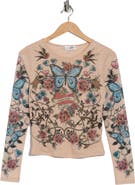 Madden Girl Tattoo Print Mesh Long Sleeve Top