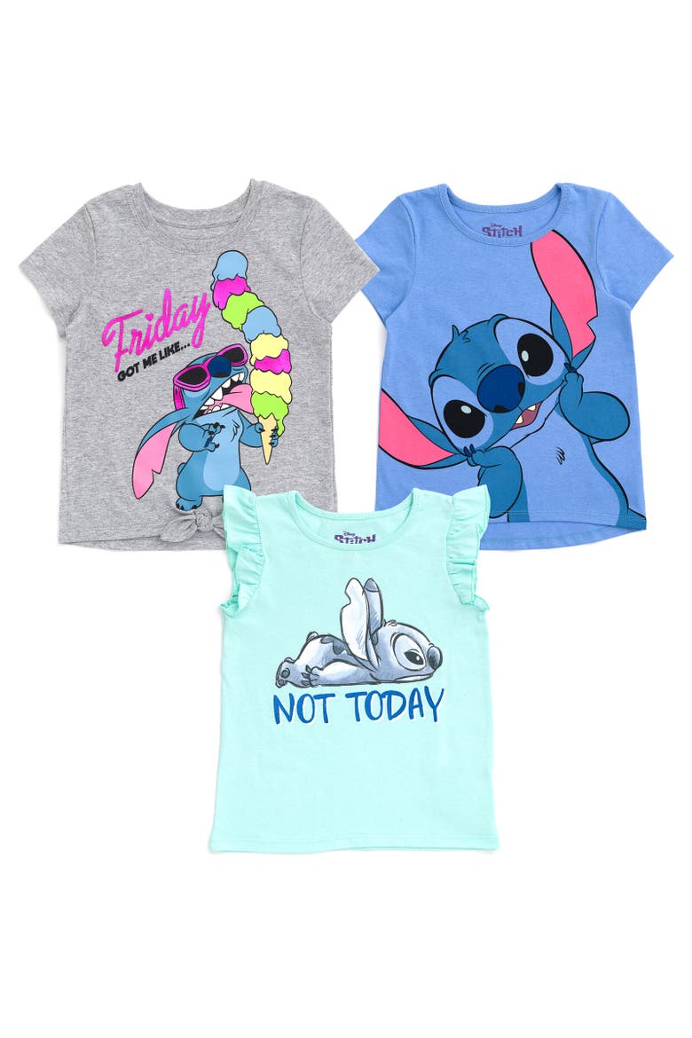 Lilo & Stitch 3-Pack T-Shirts, Main, color, Gray / Blue