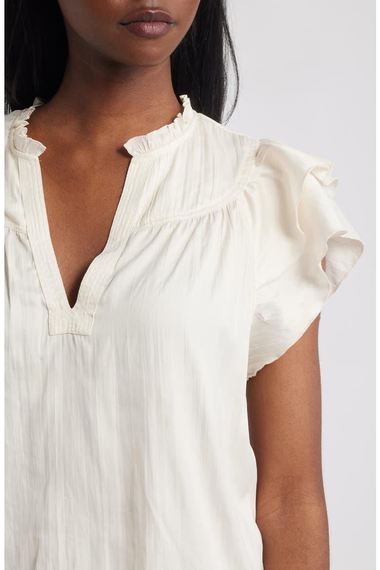 Calista Floral Flutter Sleeve Top, Alternate, color, IVORY