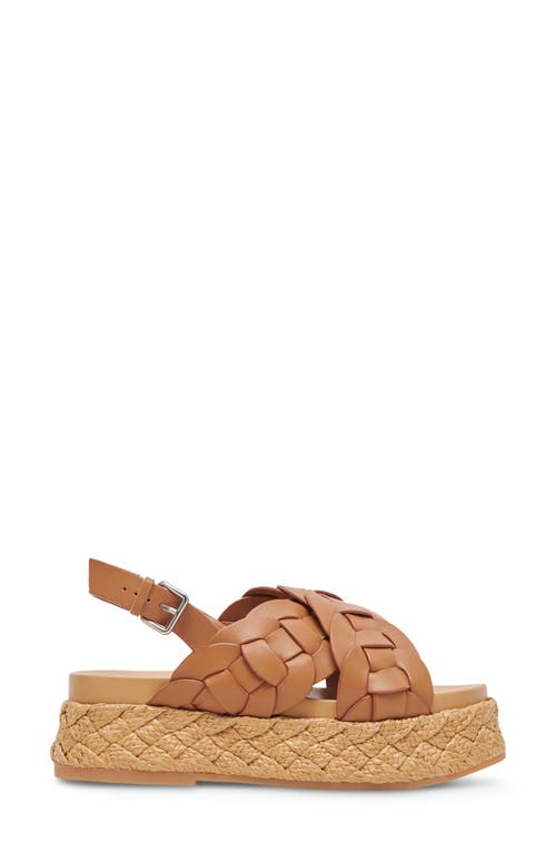 Dolce Vita Winder Basketweave Slingback Platform Sandal In Tan Leather