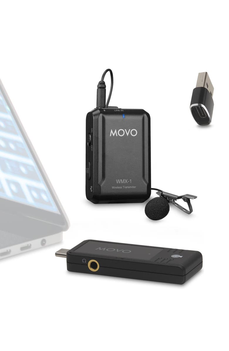MOVO WMX-1-UL Wireless USB and USB-C Lavalier Microphone System for Computers, Main, color, Black
