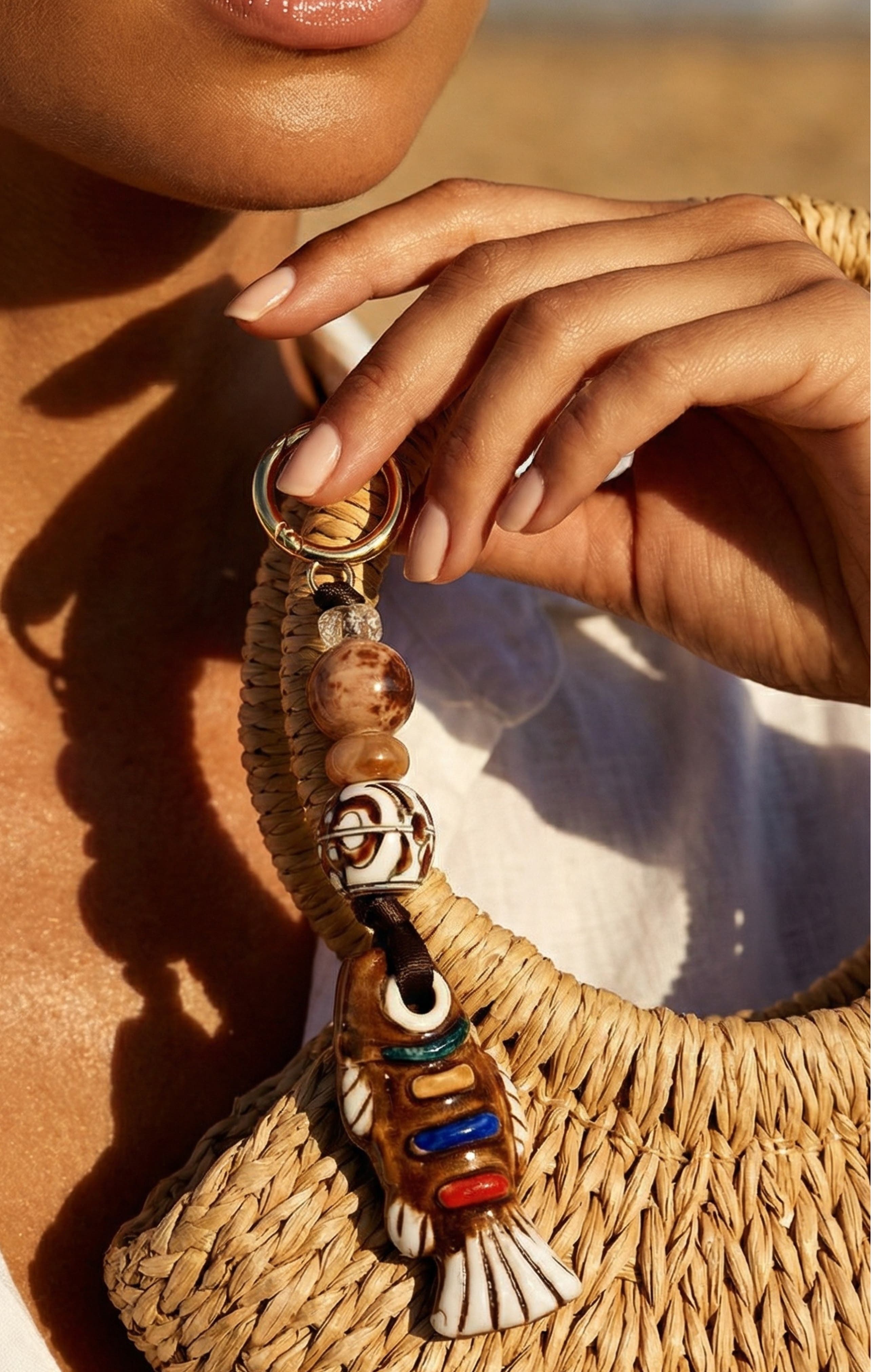 MacRae & Co. Gone Fishing Bag Charm, Alternate, color, Brown