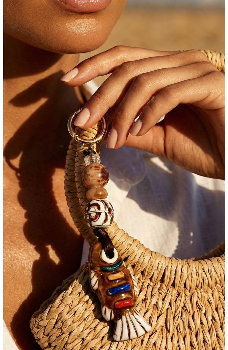 MacRae & Co. Gone Fishing Bag Charm, Alternate, color, Brown