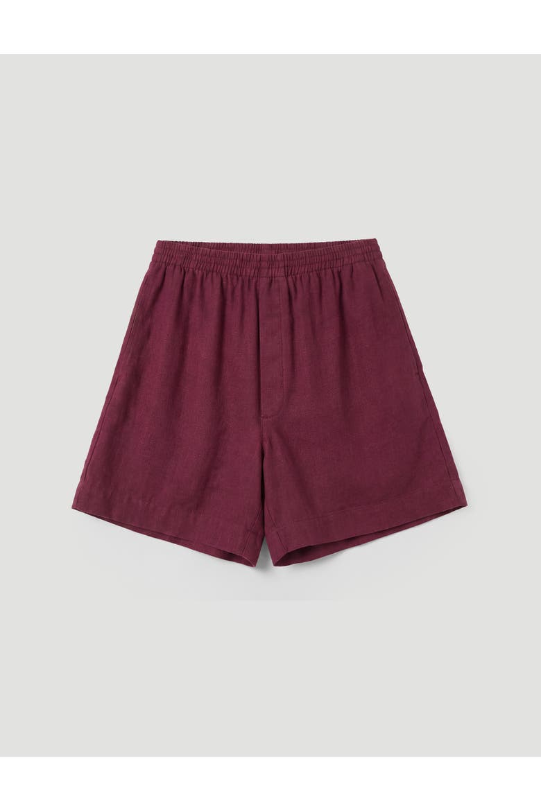 Luce Linen Blend Pull On Shorts, Alternate, color, Maroon Red