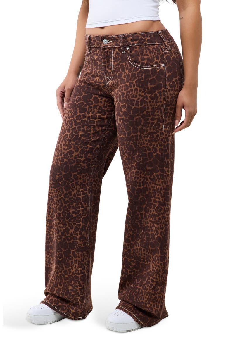 Bobbi Leopard Print Baggy Wide Leg Jeans, Alternate, color, LEOPARD PRINT