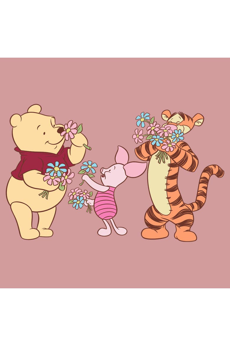 Women's Winnie the Pooh Stop and Smell the Flowers  Graphic T-Shirt, Alternate, color, Desert Pink