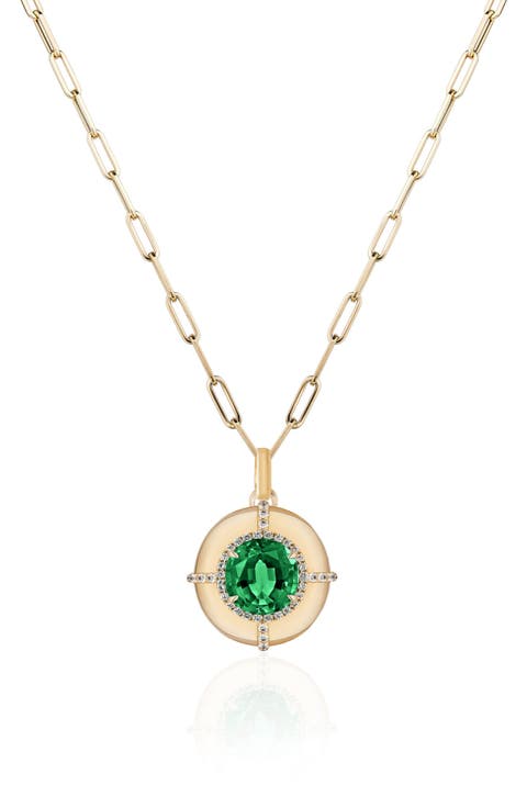 Round Cut Emerald Medallion Necklace