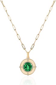 GOSHWARA Round Cut Emerald Medallion Necklace