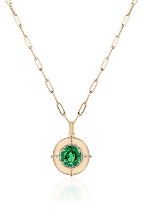 Goshwara Round Cut Emerald Medallion Necklace In Gold
