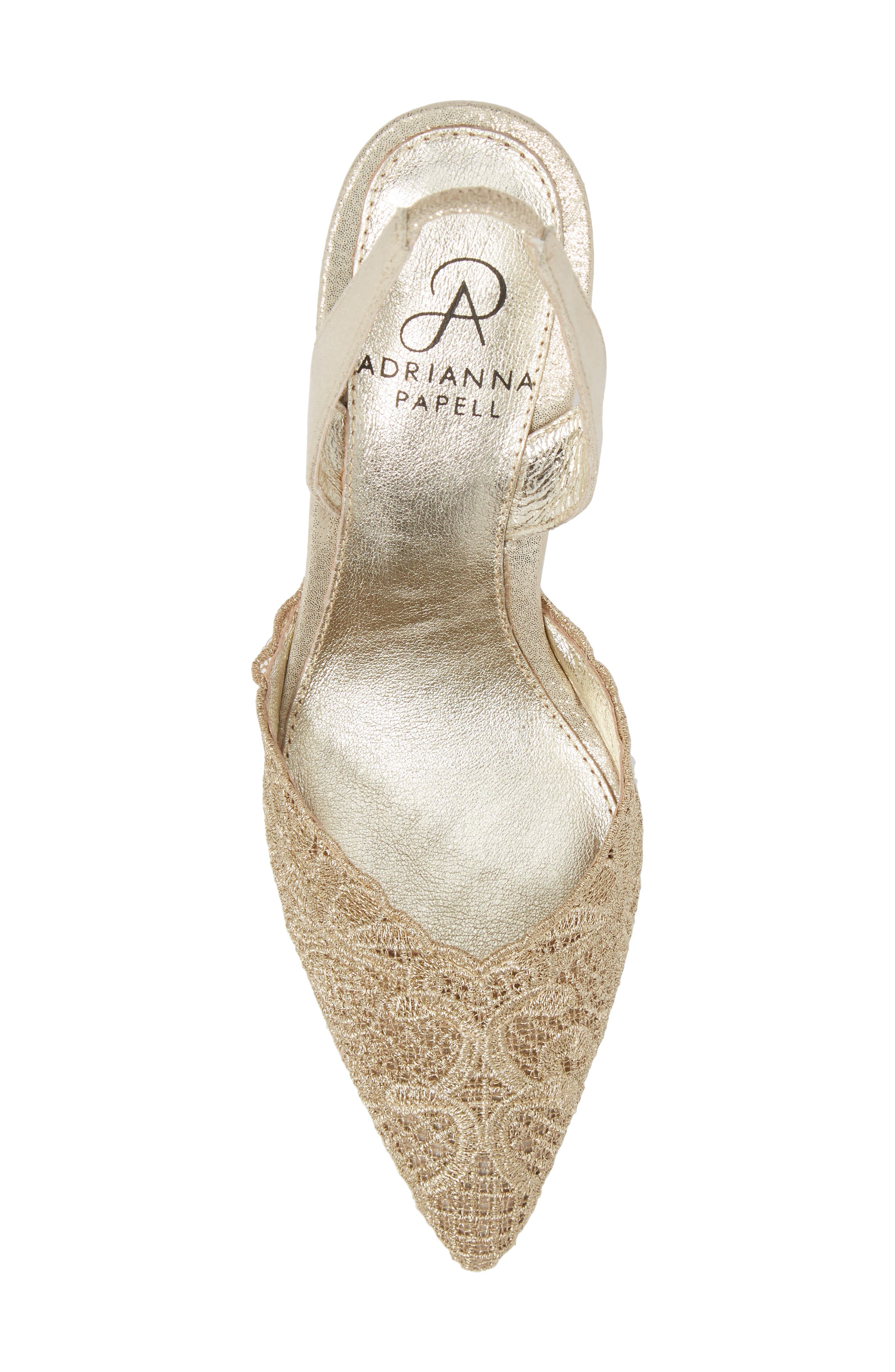 Adrianna Papell Hallie Slingback Pump, Alternate, color, Gold Attalie Lace Fabric