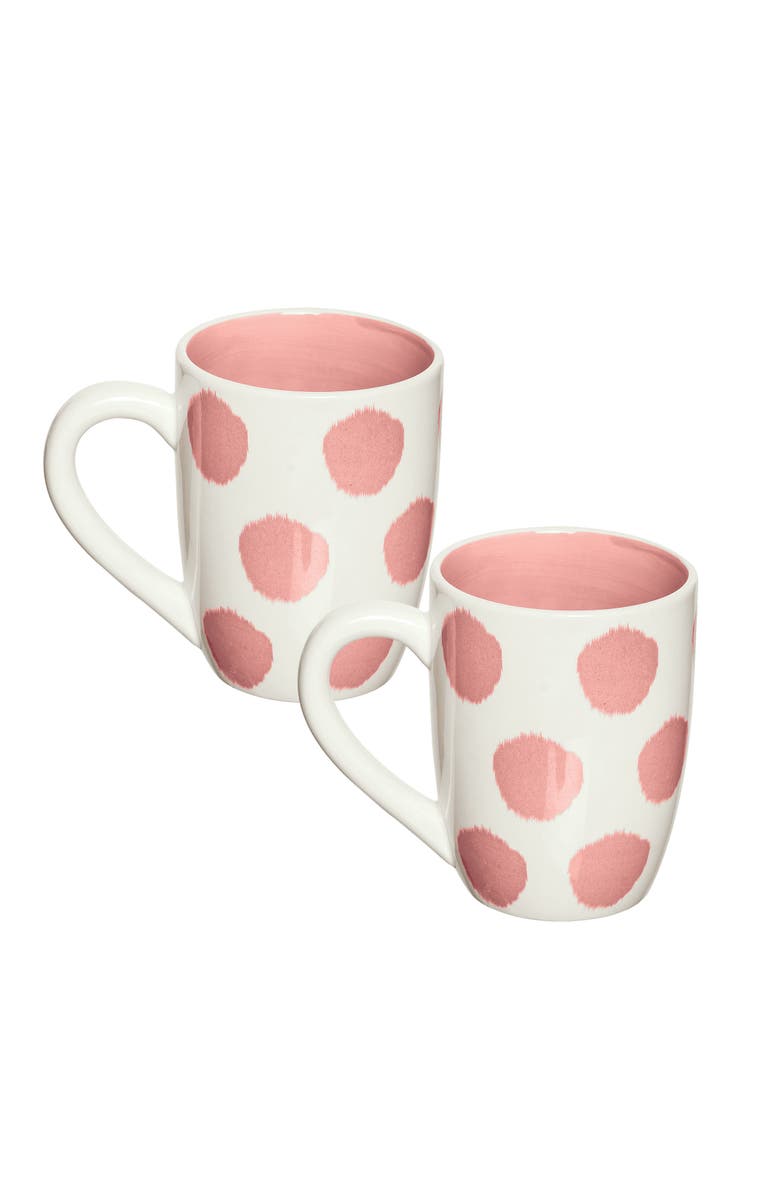 carol & frank Hibiscus Dot Mug, Set of 2 20 oz, Main, color, Pink