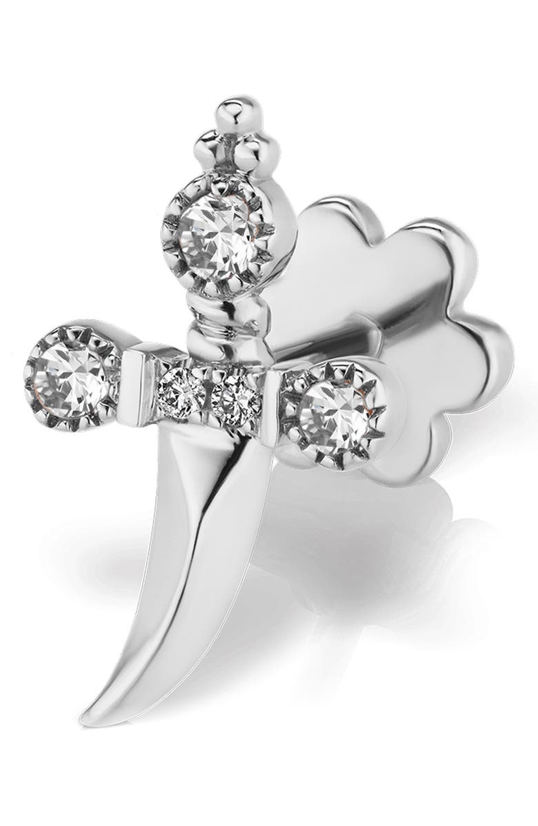 MARIA TASH Diamond Trinity Hilt Dagger Single Stud Earring, Main, color, White Gold