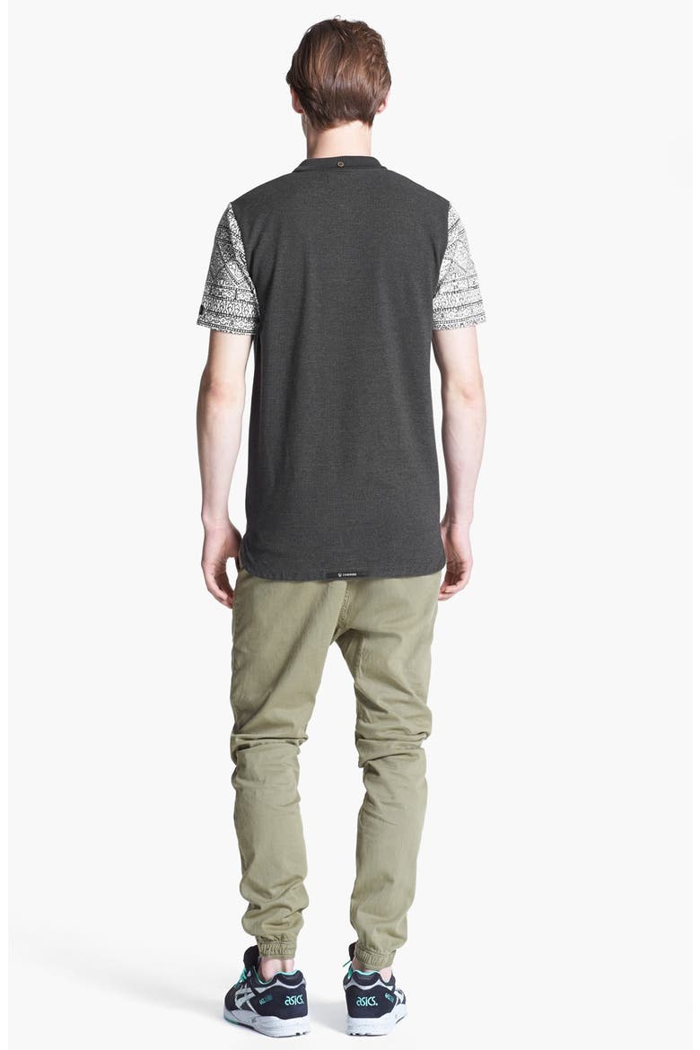 'Vinny' Print Sleeve Polo, Alternate, color, BLACK
