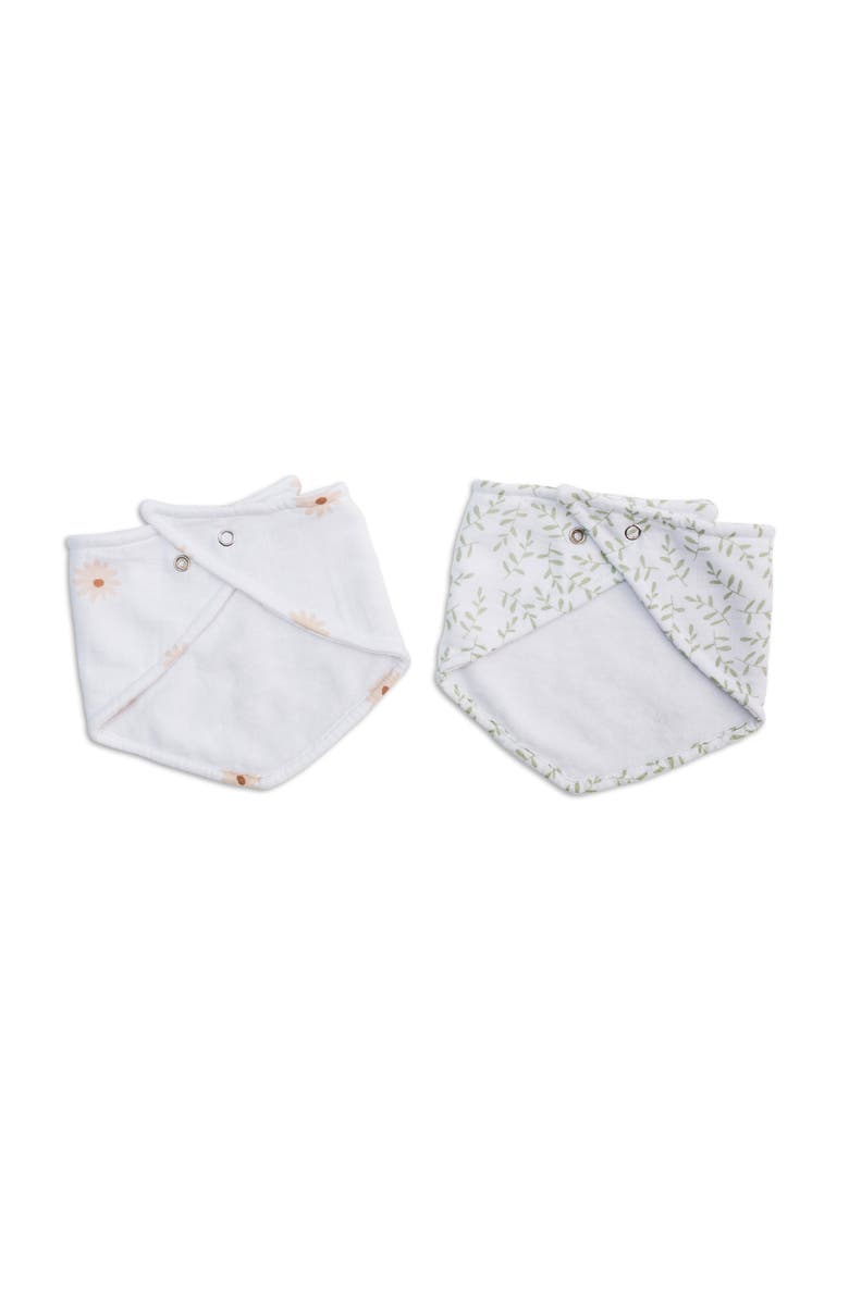 Lulujo Bandana Bibs 2 Pack, Alternate, color, Daisies 
Greenery