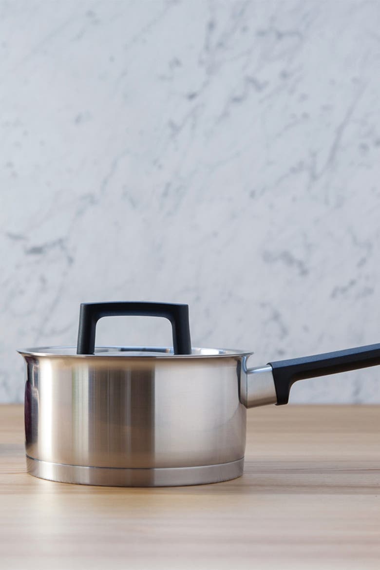 Silver/Black Ron 6.25" Covered Sauce Pan, Alternate, color, SILVER/ BLACK HANDLE