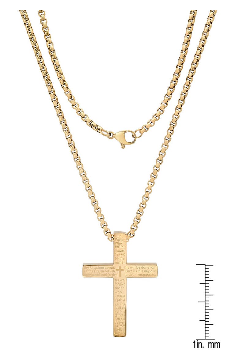 Men's 18k Gold Plated Lord's Prayer Cross Pendant Necklace, Alternate, color, GOLD