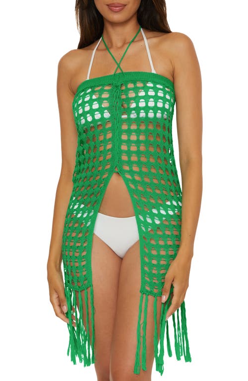 Shop Becca Venica Open Knit Cover-up Skirt In Emerald