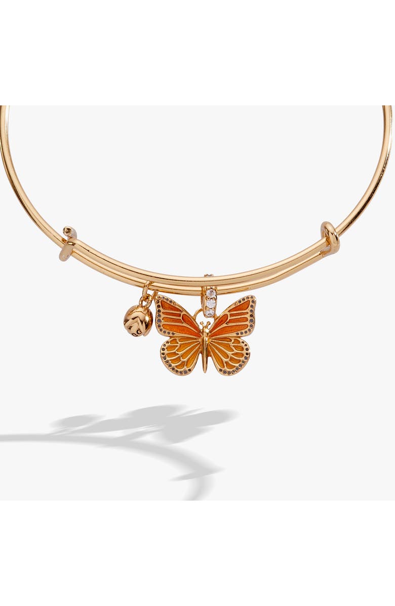 Alex and Ani New York Botanical Garden<sup>®</sup> Monarch Butterfly Charm Bangle, Alternate, color, Gold