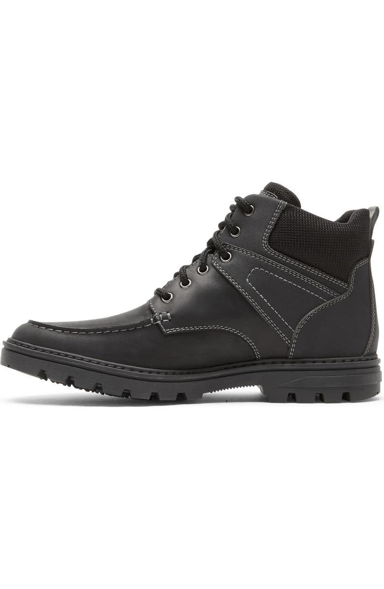 Rockport Waterproof Moc Toe Lug Sole Boot, Alternate, color, Black Lea/Sde
