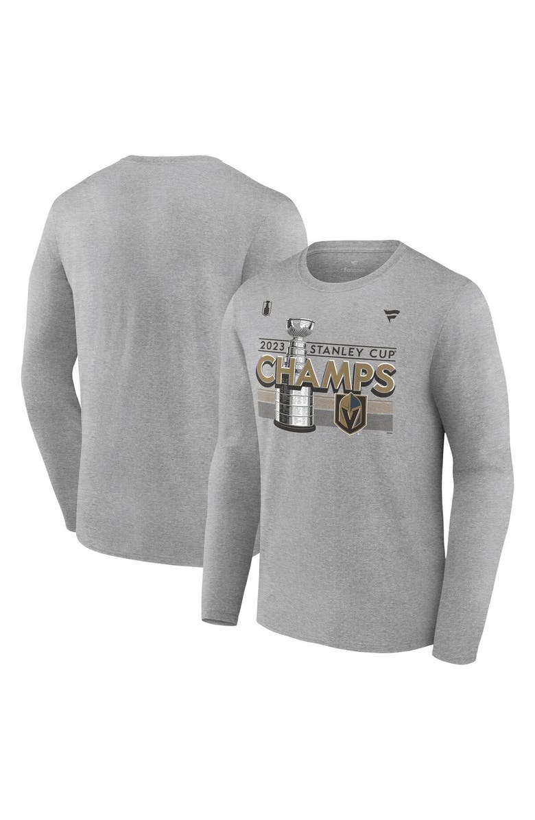 FANATICS Men's Fanatics Branded  Heather Gray Vegas Golden Knights 2023 Stanley Cup Champions Locker Room Long Sleeve T-Shirt, Main, color, 