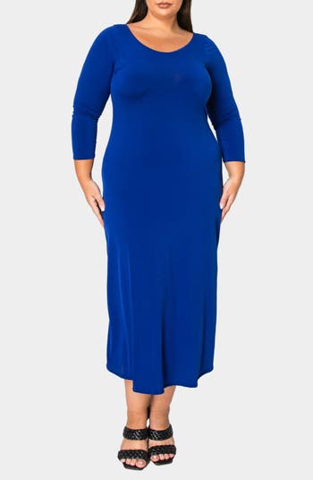 slim fit dress slacks JOSIE Fluted Sleeve Fishtail Maxi Dress in Red main image 1