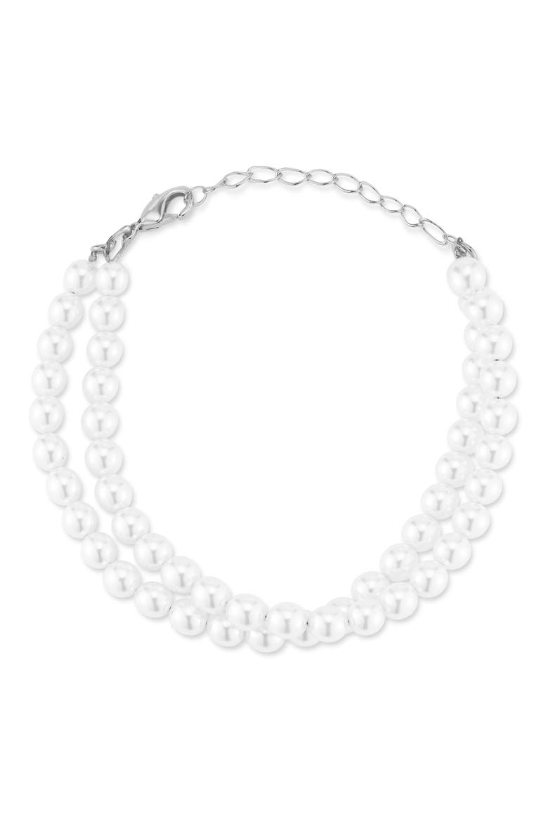Faux Pearl Bracelet, Main, color, SILVER