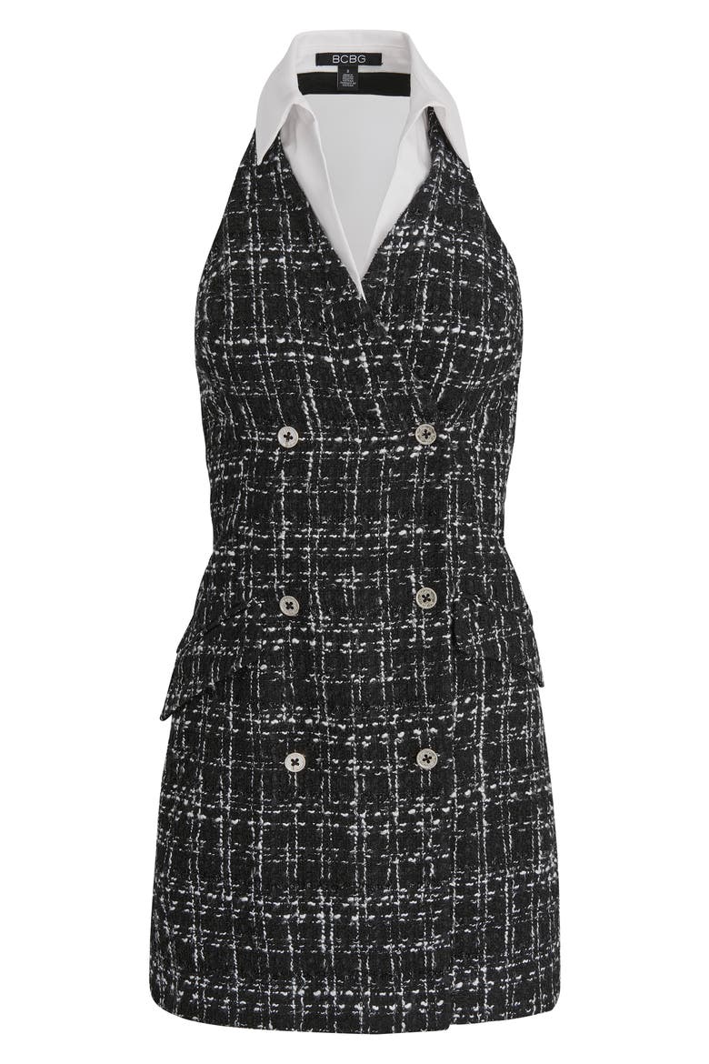 Tweed Halter Neck Dress, Alternate, color, BLACK MULTI