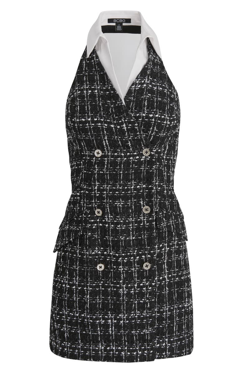 BCBG Tweed Halter Neck Dress, Alternate, color, Black Multi