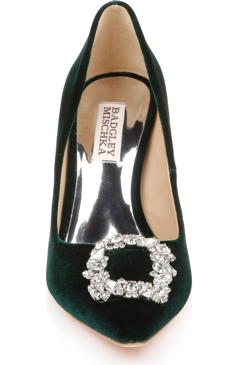Badgley Mischka Collection Cher Crystal Embellished Pump, Alternate, color, Green Velvet