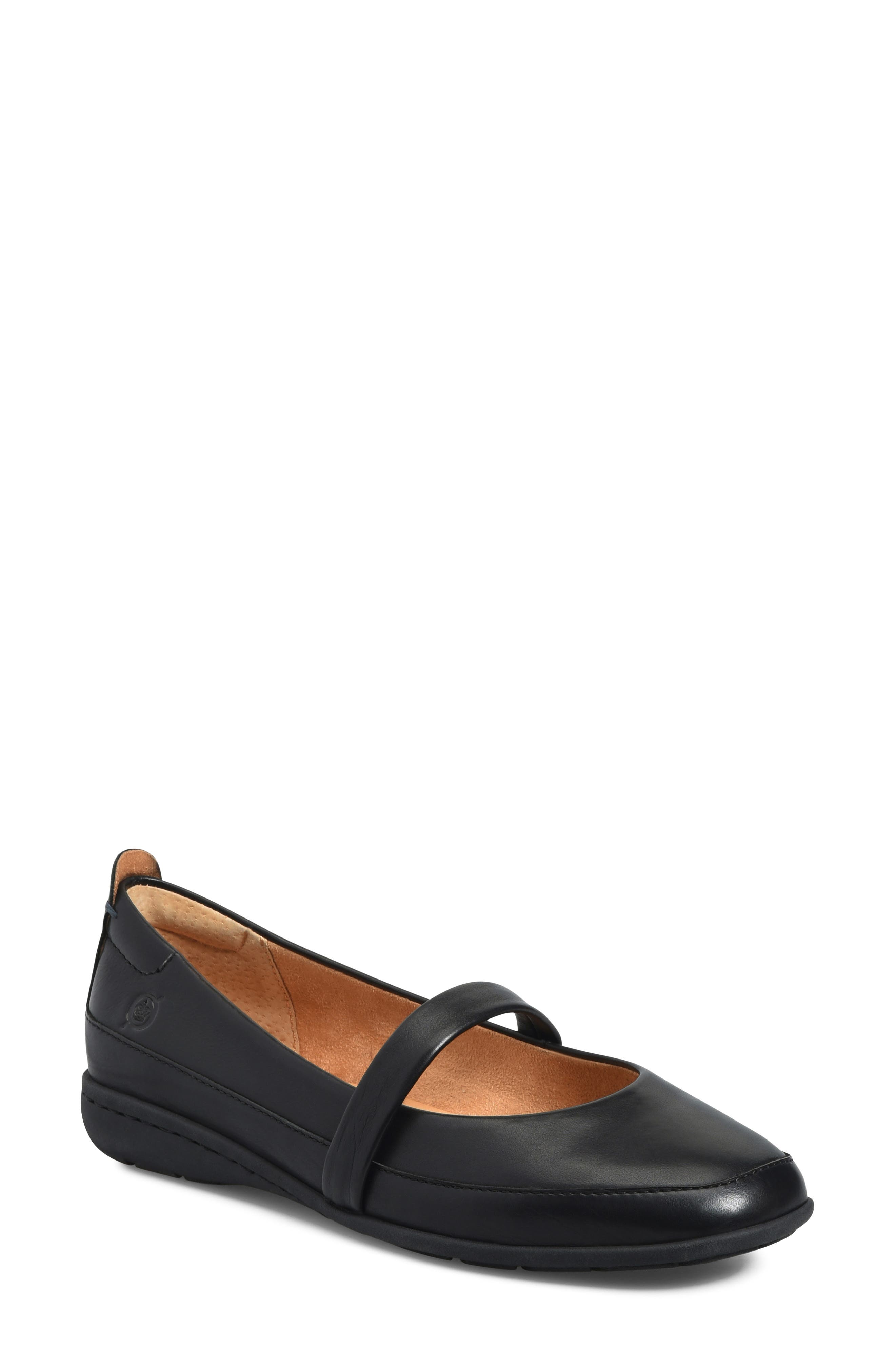 Fianna Leather Mary Jane Flat, Main, color, BLACK LEATHER