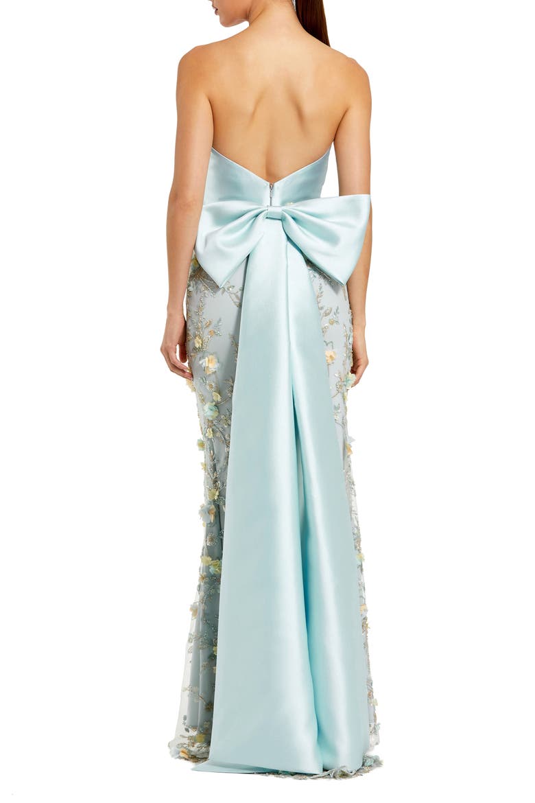 Strapless Sweetheard Embellished Gown With Bow, Alternate, color, Blue