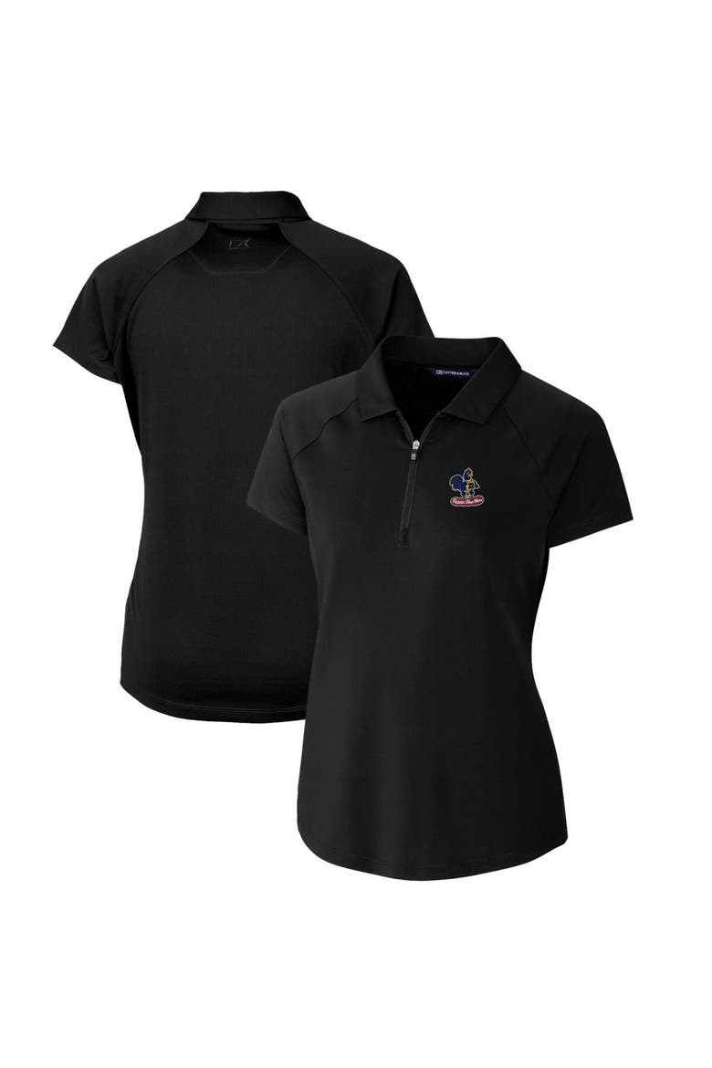 Women's Cutter & Buck Black Delaware Fightin' Blue Hens Forge Stretch Polo, Main, color, Black
