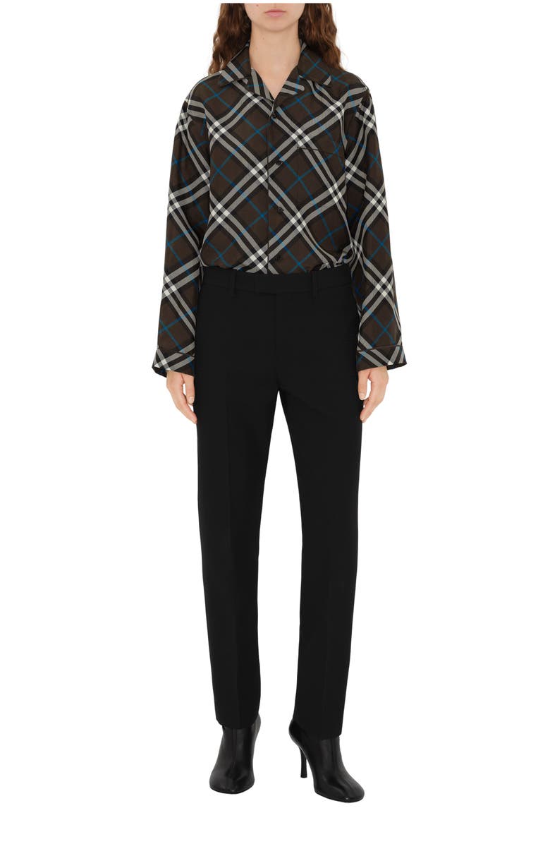Burberry Regular Fit Check Silk Pyjama Shirt, Main, color, 