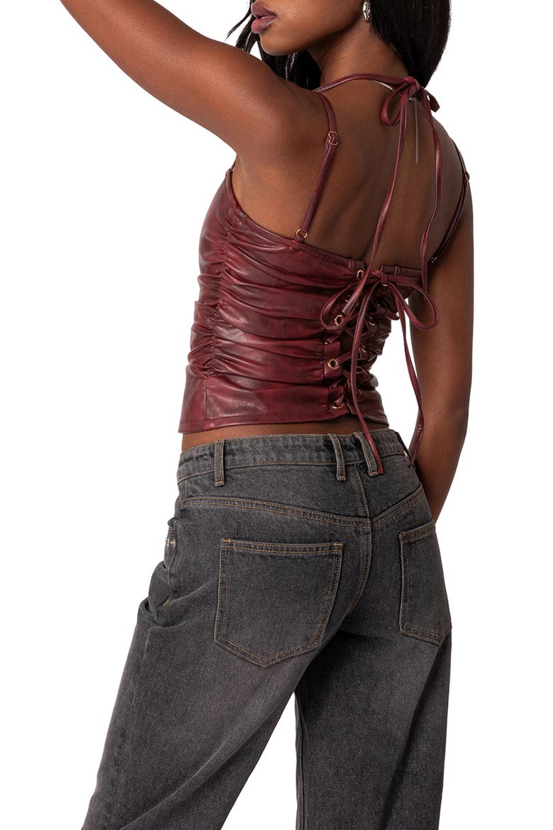 Haze Strappy Faux Leather Tank Top, Alternate, color, RED